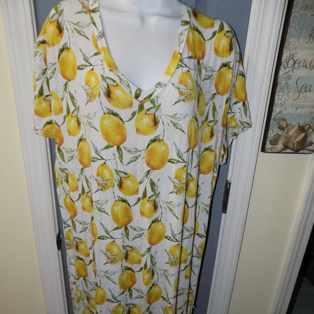 Posh Peanut Lemons Short Sleeve Maxi Dress XXXL Women's EUC